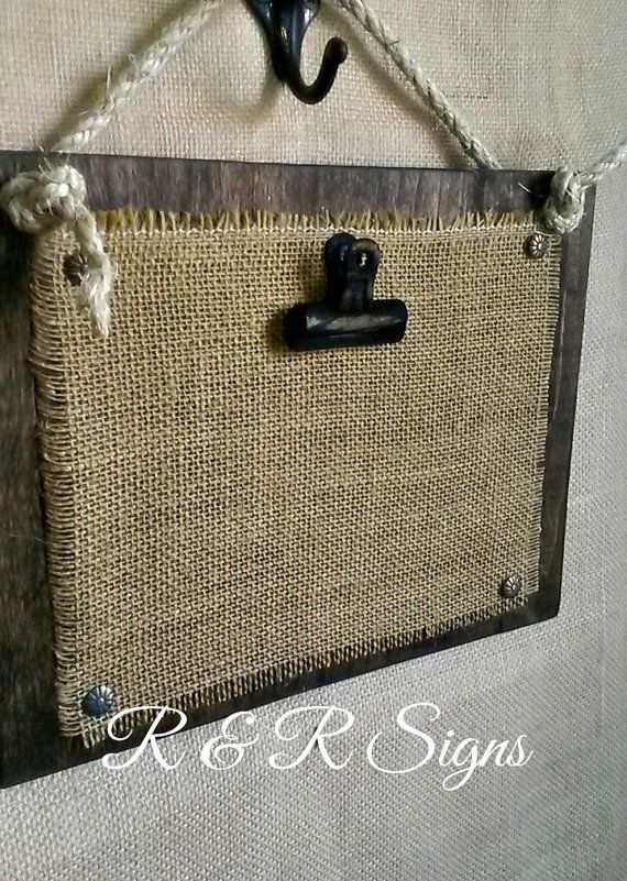 Wood & Burlap Clipboard Photo Holder by RandRSigns on Etsy -   25 burlap crafts board
 ideas