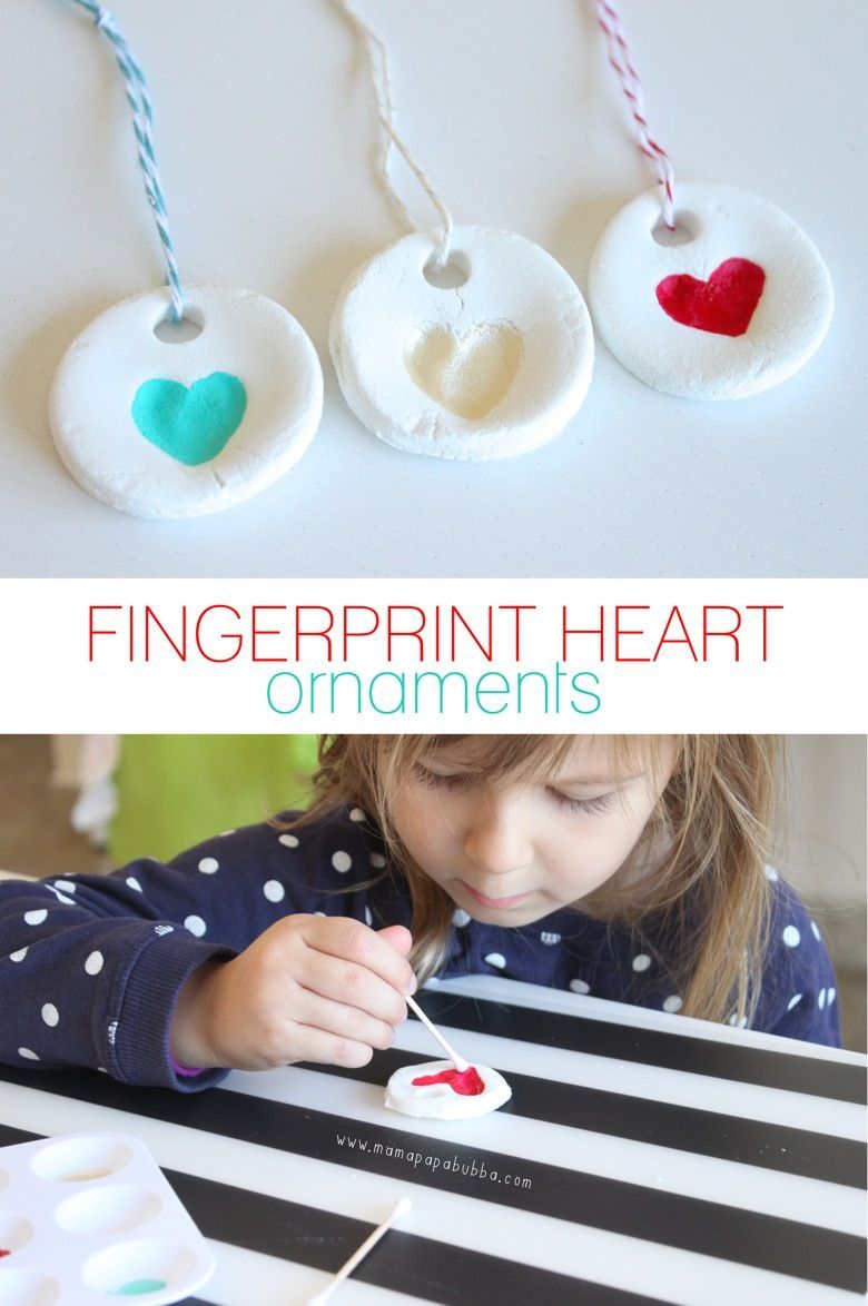 Fingerprint Heart Ornaments -   25 diy ornaments kids
 ideas