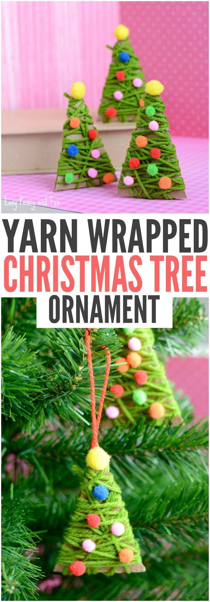 Yarn Wrapped Christmas Tree Ornaments -   25 diy ornaments kids
 ideas