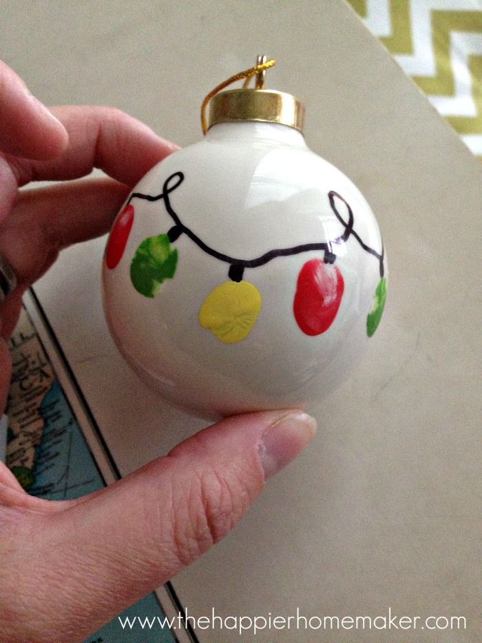 Kid's Fingerprint Christmas Light Ornament -   25 diy ornaments kids
 ideas