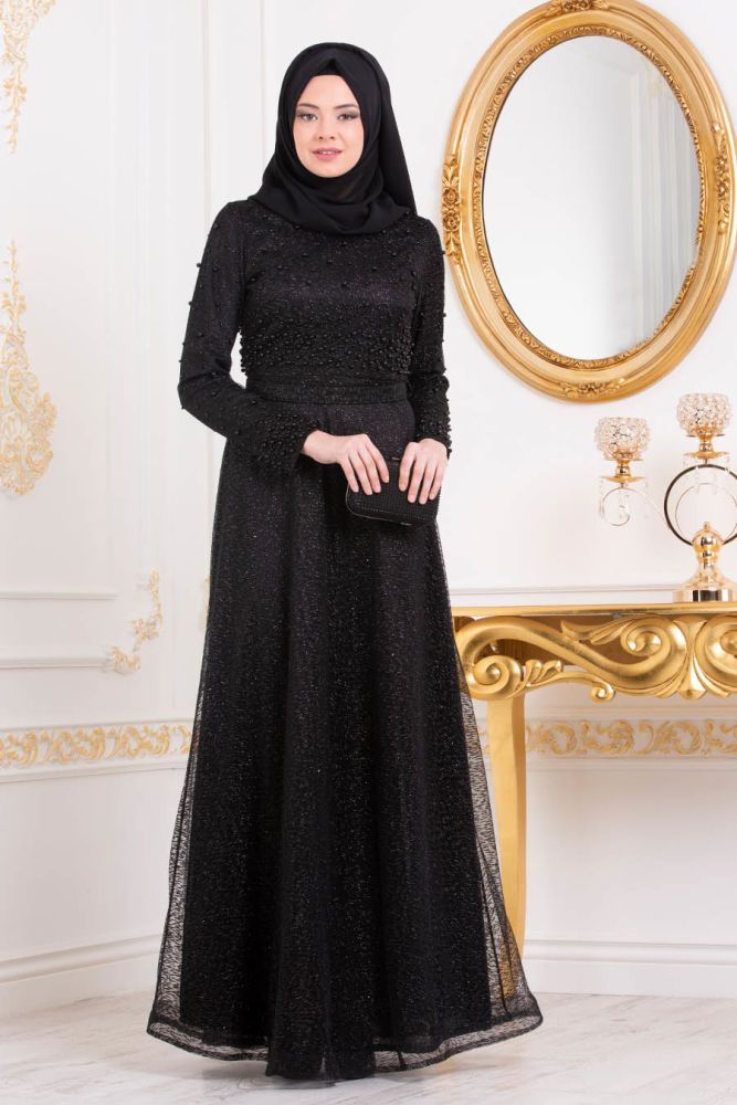 Neva Style - Black Hijab Evening Dress 32501S -   10 black style hijab
 ideas