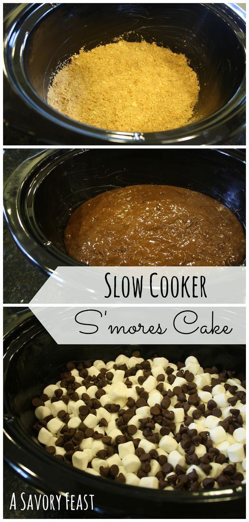 Slow Cooker S’mores Cake -   16 slow cooker desserts
 ideas