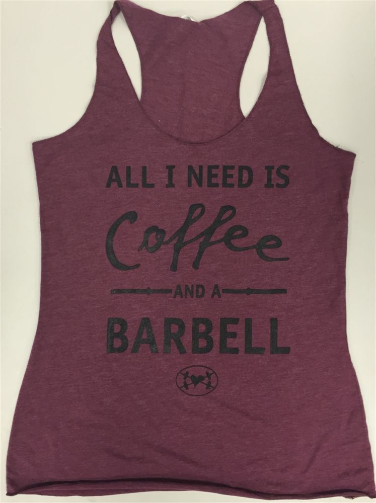 Coffee and a Barbell Raw Edge Racerback Tank -   17 fitness apparel
 ideas