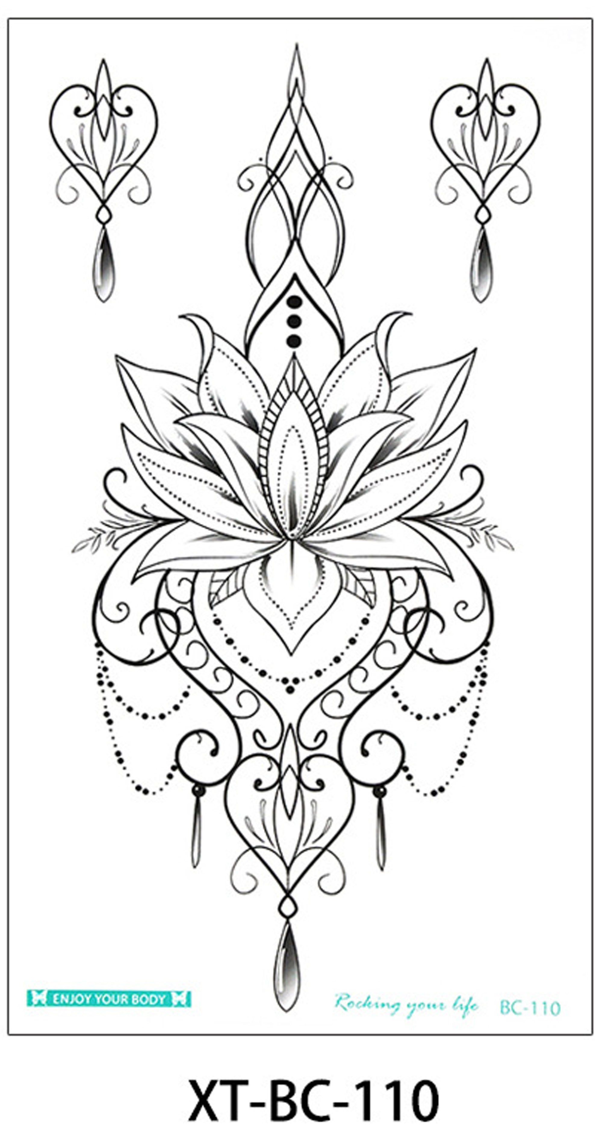 Mallana Boho Lotus Chandelier Jewelry Temporary Tattoo -   17 tatuajes lotus tattoo
 ideas