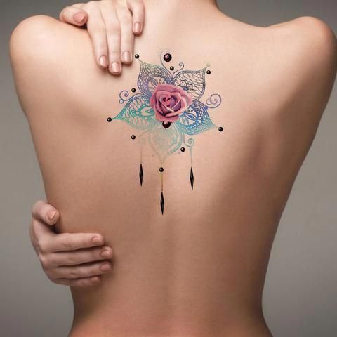 Sakai Unique Metallic Rose Flower Mandala Temporary Tattoo -   17 tatuajes lotus tattoo
 ideas