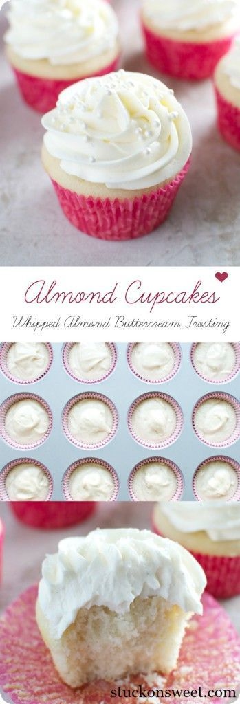 Almond Cupcakes with Whipped Almondbutter Cream Frosting -   20 almond cake recipes
 ideas