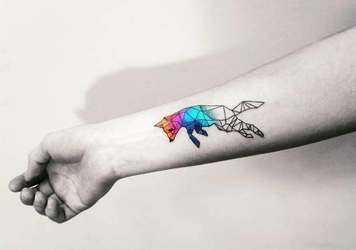 Colored Geometric Fox Tattoo by vt_kazantsev #Geometrictattoos -   20 geometric tattoo butterfly
 ideas