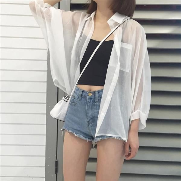 White light summer coat buttons blouse -   20 korean style simple
 ideas