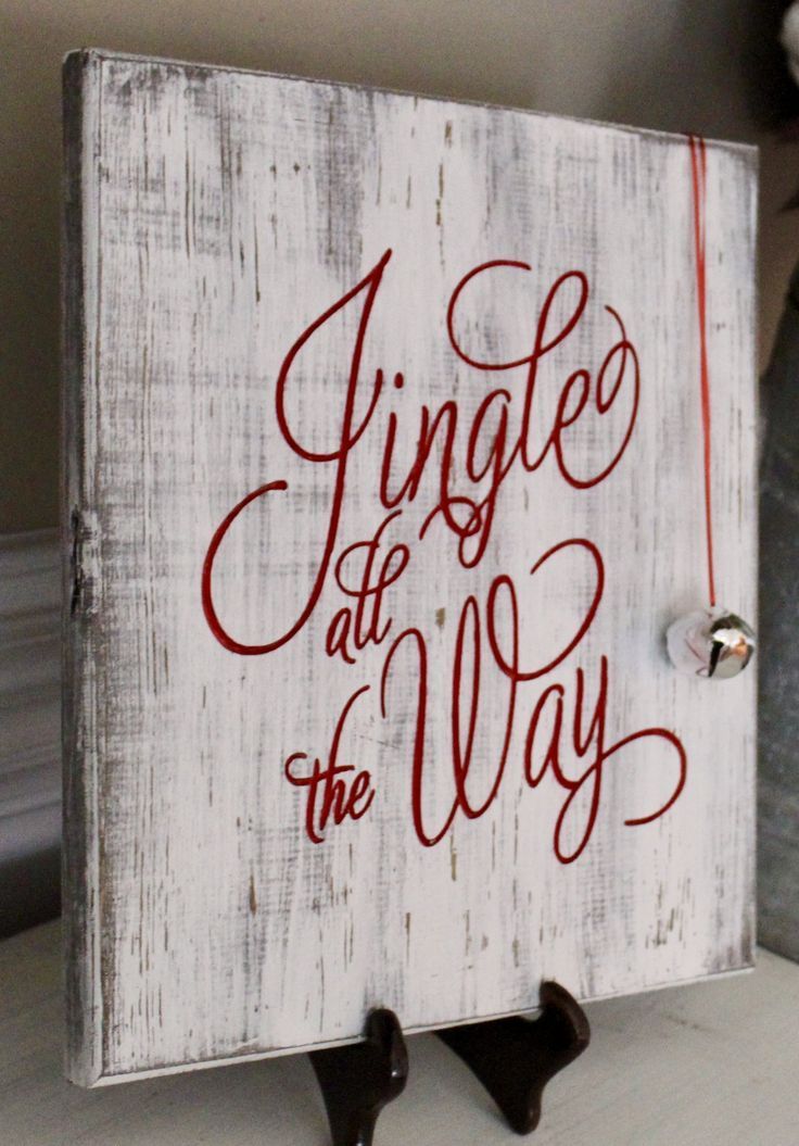 Jingle all the way engraved wood sign with bell for Christmas decoration -   20 regalos diy
 ideas