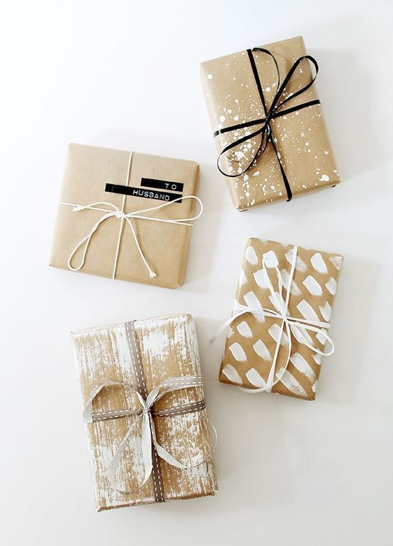 four DIY gift wrap ideas -   20 regalos diy
 ideas