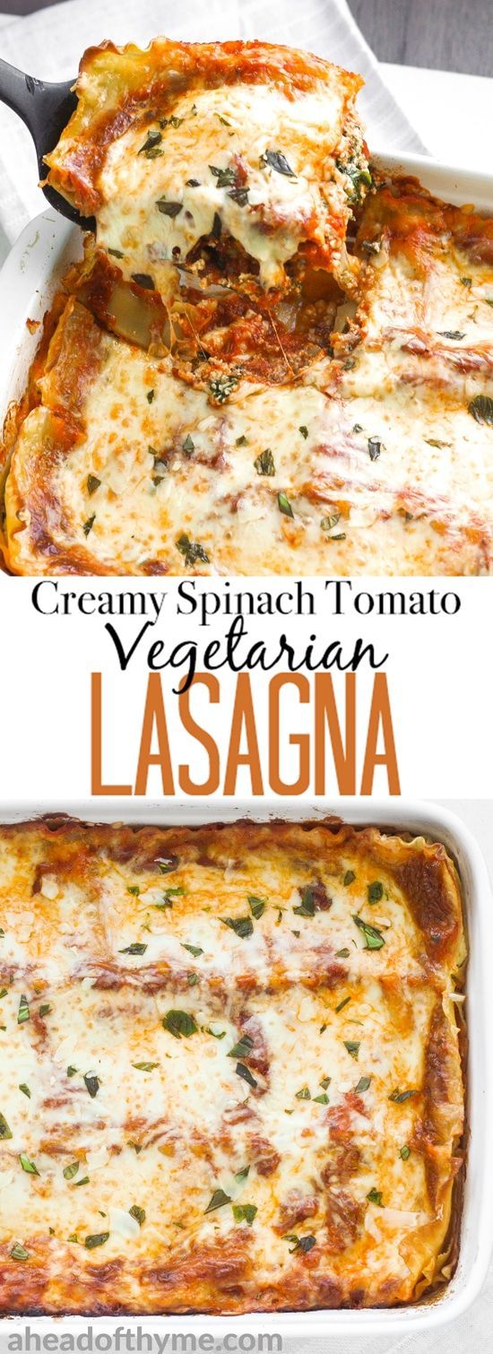 Creamy Spinach and Tomato Vegetarian Lasagna -   20 vegetarian lasagna recipes
 ideas