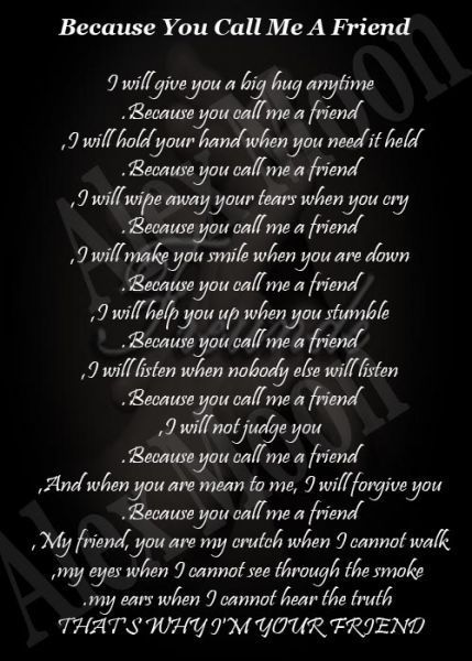 sad friend poems that make you cry | will give you a big hug anytime because you call me a friend i will ... -   21 best friend poems
 ideas