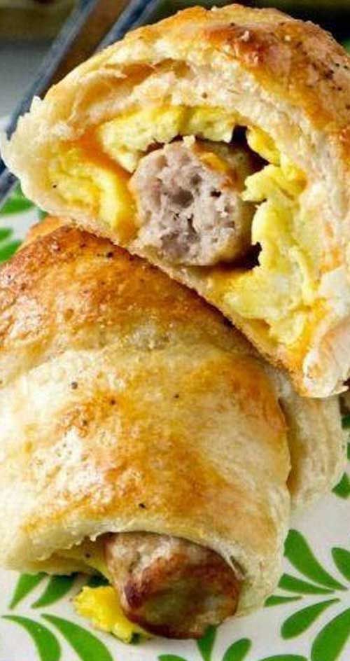 Sausage, Egg and Cheese Breakfast Roll-Ups -   21 breakfast recipes on the go
 ideas