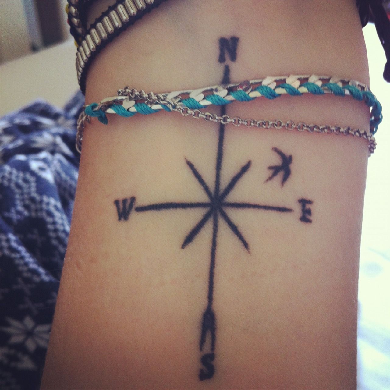 Compass & bird | wrist tattoo -   21 compass cross tattoo
 ideas