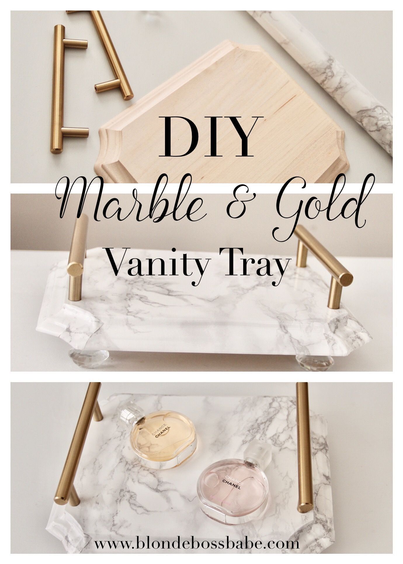 DIY Marble & Gold Vanity Tray -   22 diy beauty decor
 ideas