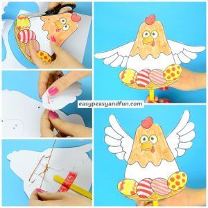 Movable Chicken Paper Doll -   22 easter crafts chicken
 ideas