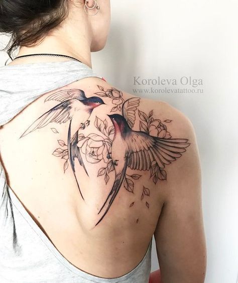 Olga Korolyova's photos -   22 flower bird tattoo
 ideas