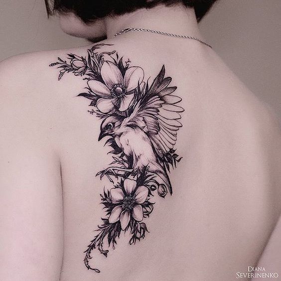 30+ Eagle Tattoos Ideas for Women -   22 flower bird tattoo
 ideas