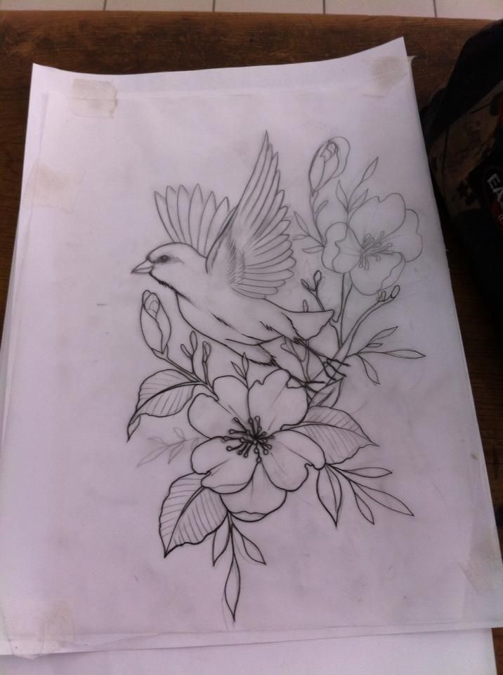 bird in flight/flowers                                                                                                                                                      More -   22 flower bird tattoo
 ideas