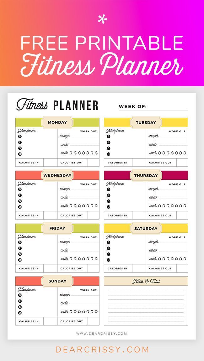 Free Printable Fitness Planner - Meal and Fitness Tracker, Start Today! -   23 fitness tracker chart
 ideas