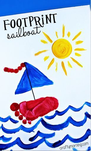 Footprint Sailboat Craft for Kids to Make - Crafty Morning -   23 handprint beach crafts
 ideas