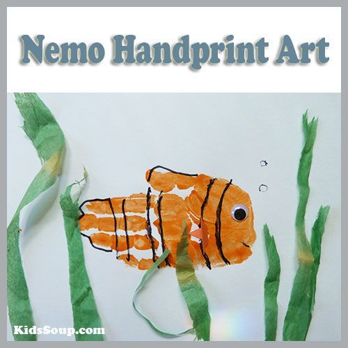 Nemo handprint craft and artwork for preschool and kindergarten -   23 handprint beach crafts
 ideas