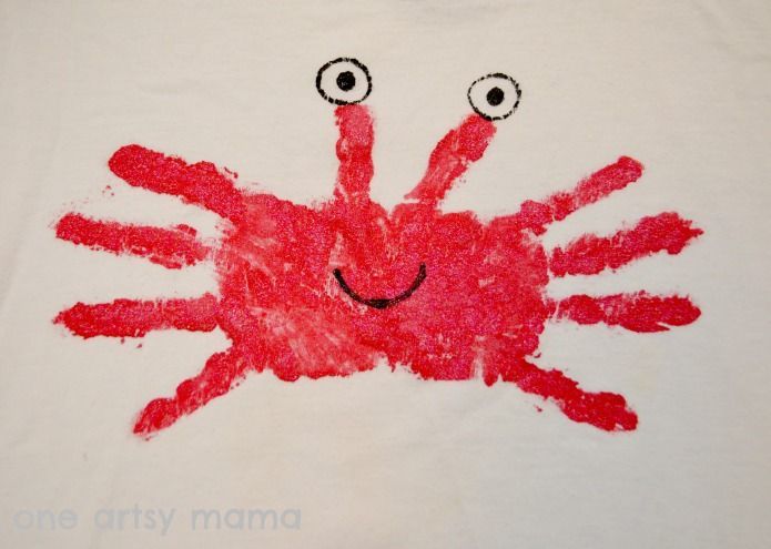 Summer Fun Camp: DIY Crab Shirt at One Artsy Mama -   23 handprint beach crafts
 ideas