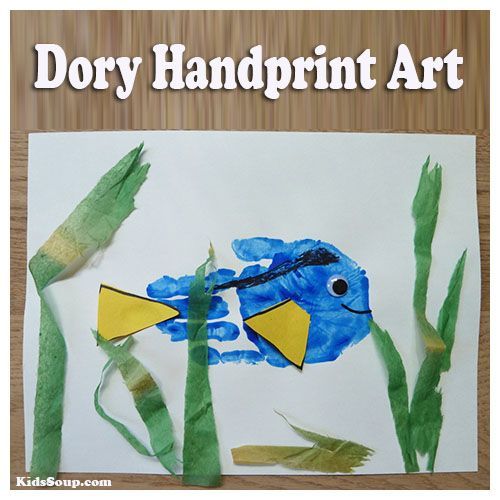 Dory handprint craft and artwork for preschool and kindergarten -   23 handprint beach crafts
 ideas
