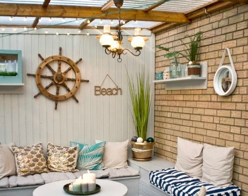 Nautical Beach Patio Makeover -   24 coastal decor patio
 ideas