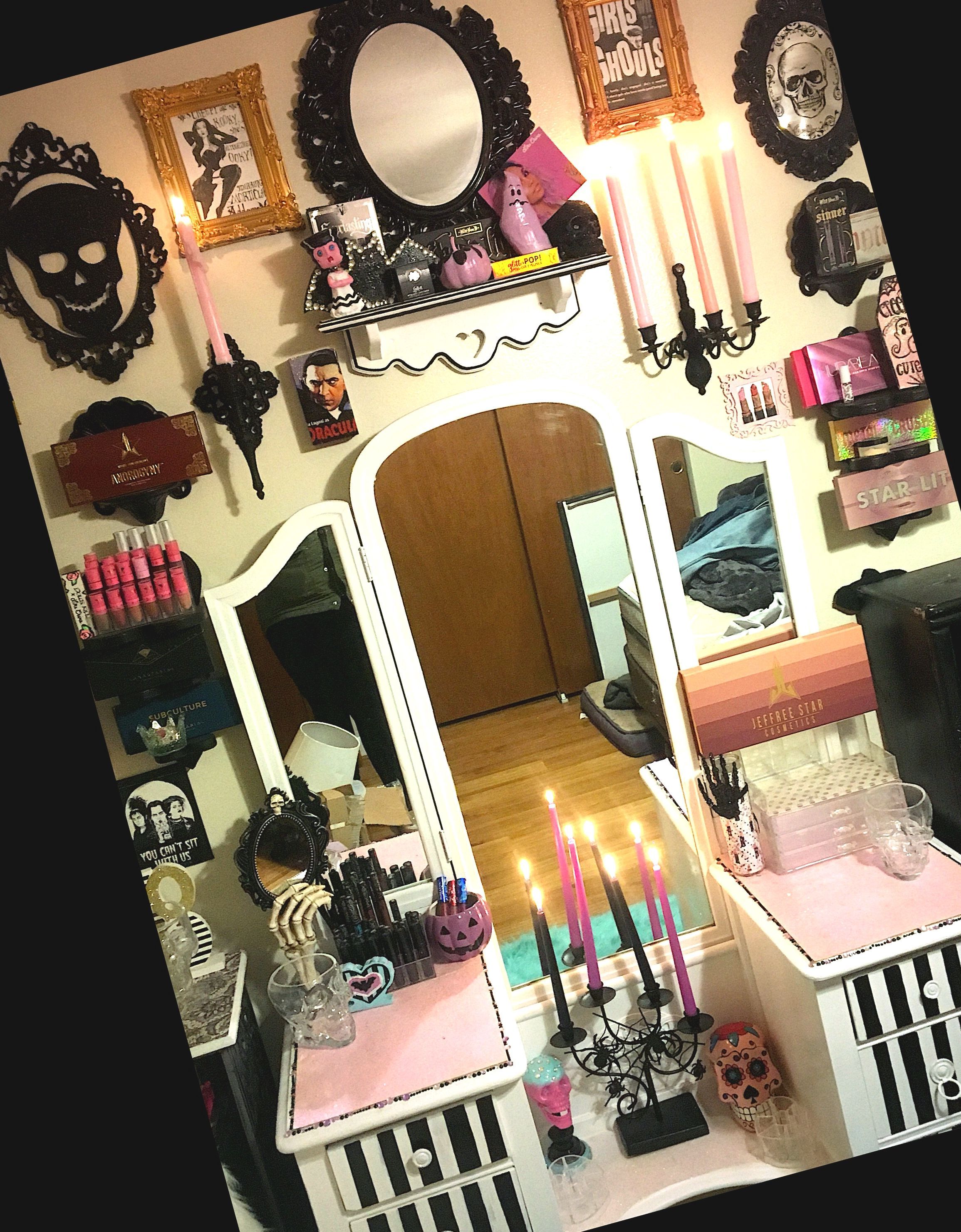 Girly Gothic vanity. Pastel goth makeup room decor.by jaidyn Brianne. -   24 diy vanity accessories
 ideas