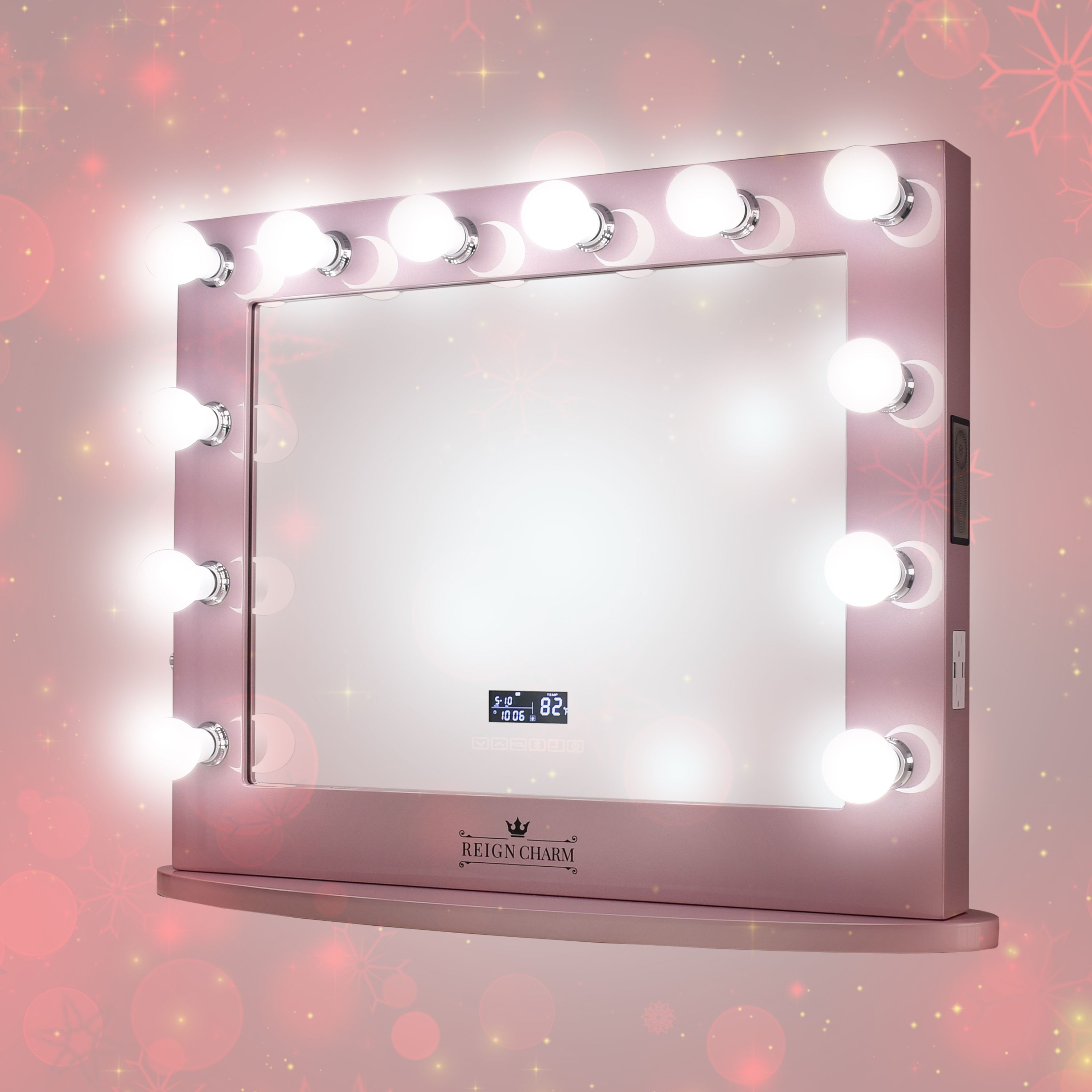 Cinema Series Hollywood Vanity Mirror with Bluetooth Speakers, 12 LED Lights, Dual Outlets & USB, 32