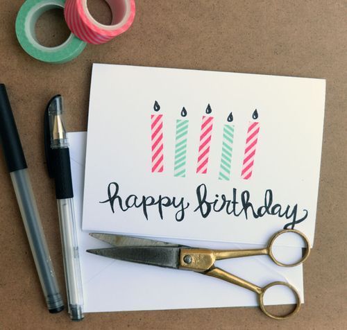 Card-with-Washi-Tape-Candles                                                                                                                                                     More -   24 easy diy birthday
 ideas
