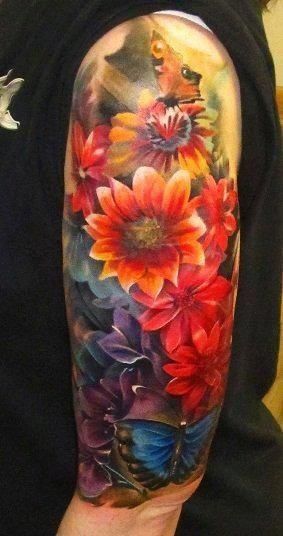 Floral sleeve tattoo #greatsleevetattoos -   24 religious tattoo sleeve
 ideas