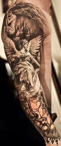 35 Religious Sleeve Tattoos for Guys -   24 religious tattoo sleeve
 ideas