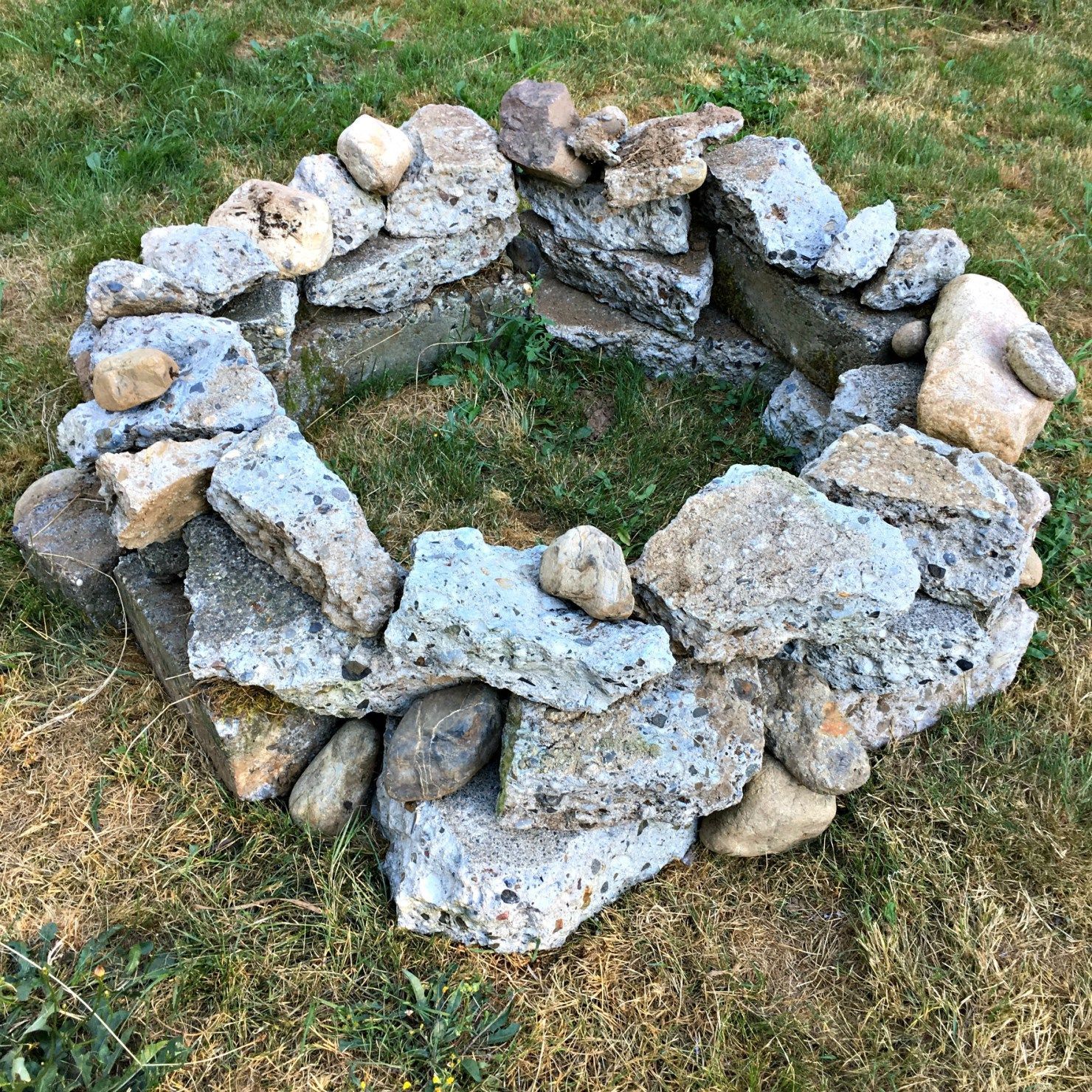 How to Build a Free Fire Pit with Recycled Concrete -   24 small garden fire pit
 ideas