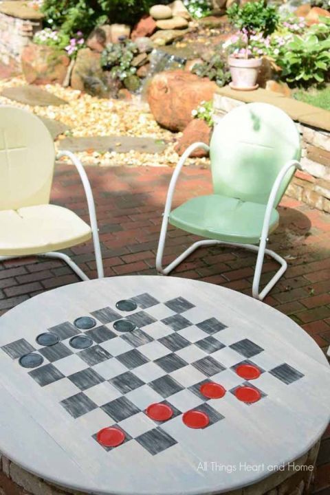 DIY Fire Pit Cover & Game Table -   24 small garden fire pit
 ideas