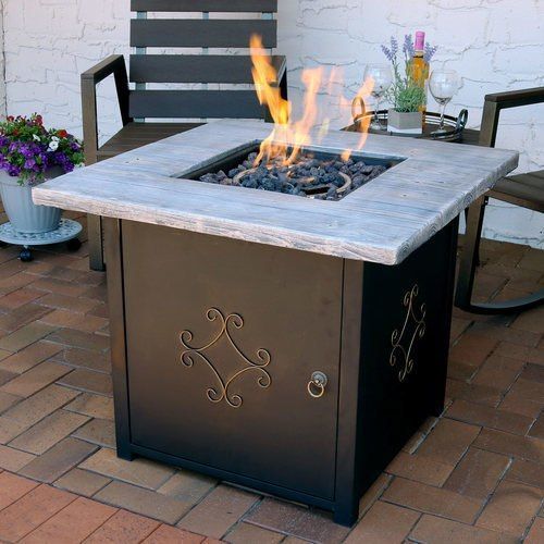 Sunnydaze Outdoor 30-Inch Square Propane Gas Fire Pit Table with Lava Rocks -   24 small garden fire pit
 ideas