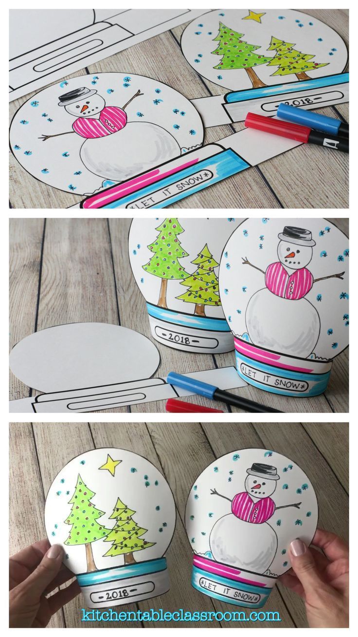 Make a Snowglobe- Print & Draw Stand-up Template -   24 standing crafts table
 ideas
