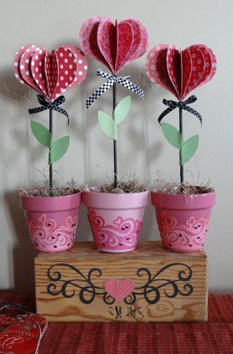 Needles 'n' Knowledge: DIY Lolly Hearts Flowerpots -   24 valentine paper crafts
 ideas