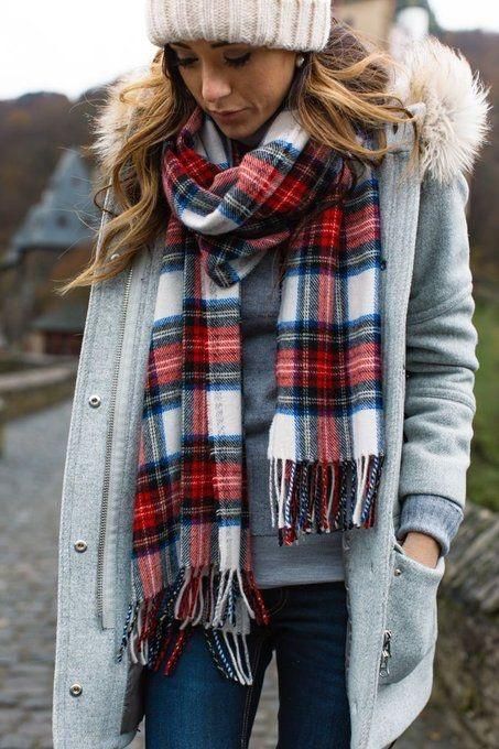 Plaid Blanket Scarf -   24 winter garden fashion
 ideas