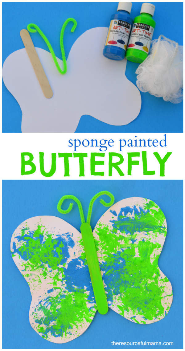 Sponge Painted Butterfly Craft for Kids -   25 butterfly crafts heart
 ideas