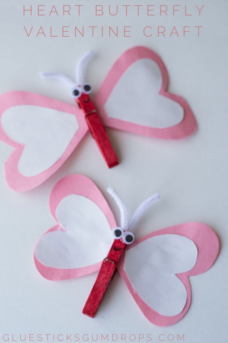 Heart Butterfly Craft for Valentine's Day -   25 butterfly crafts heart
 ideas