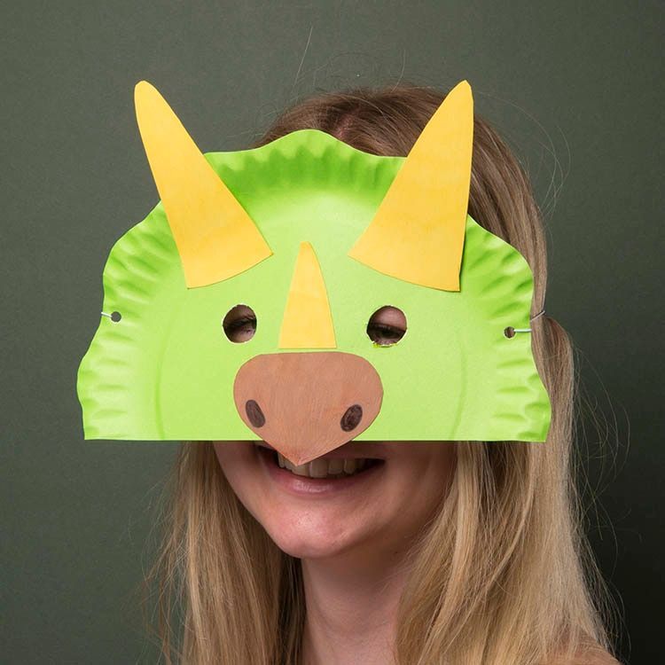 Paper Plate Dinosaur Mask -   25 dinosaur crafts gift
 ideas