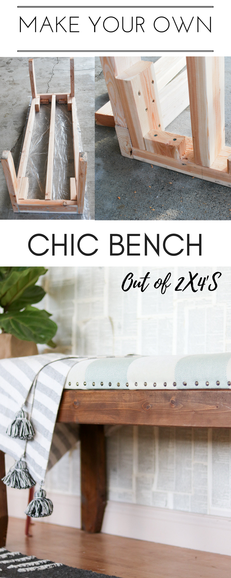Bench DIY- Mudroom, Entryway, Furniture DIY, OUT OF 2x4's -   25 diy bench wall
 ideas