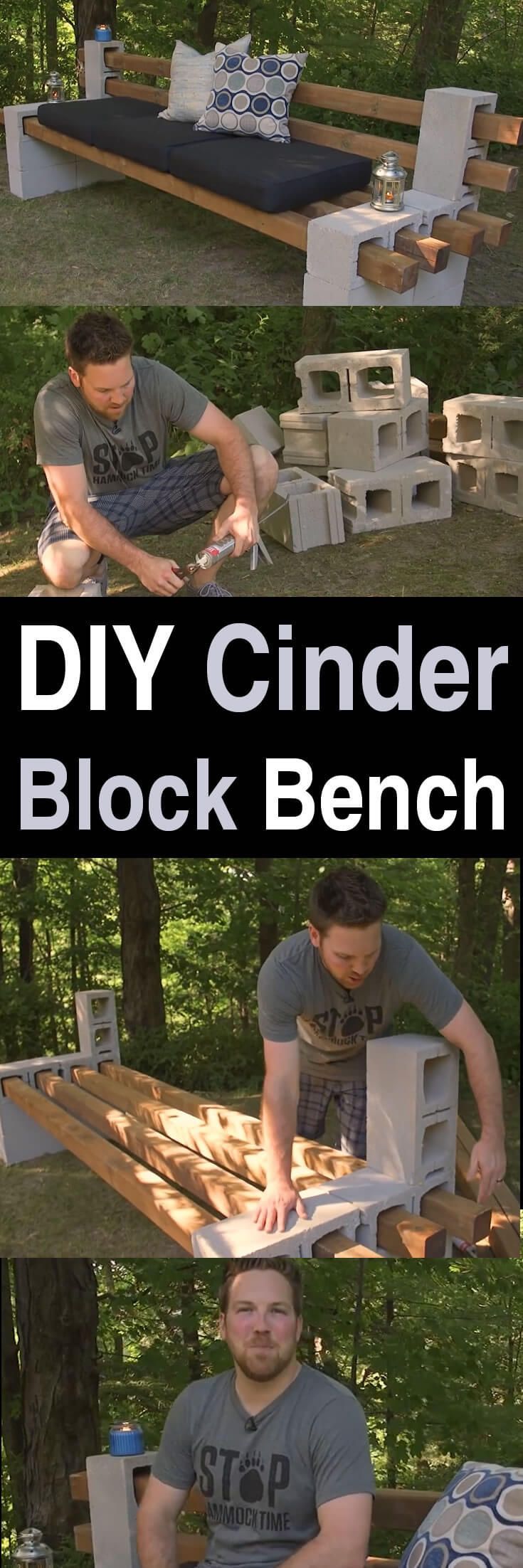 DIY Cinder Block Bench -   25 diy bench wall
 ideas