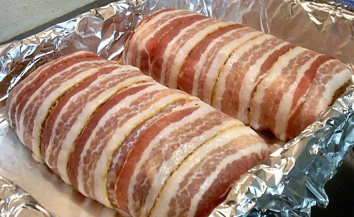 Low carb bacon beef rolls (meatloaf).  This recipe is delicious.  After baking I broil a few minutes to crisp up the bacon -   25 low carb beef recipes
 ideas