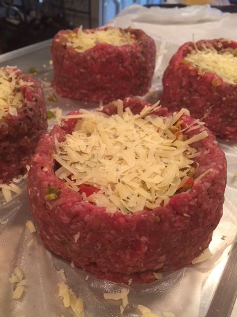 Miss Cindy's Burger Bowls     Here's an amazing recipe if you are watching your carbs...turn ground beef patties into edible bowls for a bun-less burger! You can fill them with your favorite things, here I took peppers, shallots, sausage and bac... -   25 low carb beef recipes
 ideas