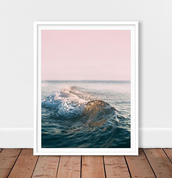 Wave print,Sea print, Ocean print, Blush pink wall art, Printable wall Art, Water print, Summer print, Coastal decor, Office prints, Splash -   25 summer decor office
 ideas