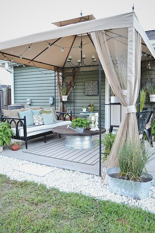 Back Patio Makeover Full Reveal & Source List -   11 diy patio awning
 ideas