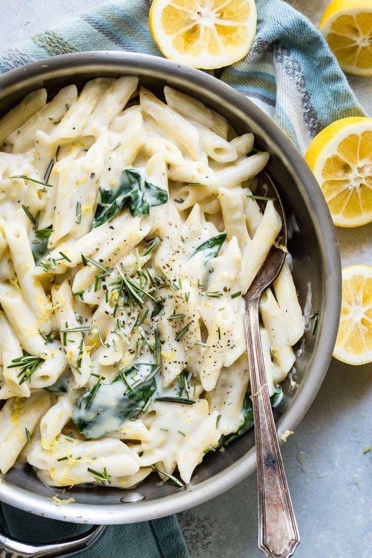 Penne Pasta in a Lemon Rosemary cream Sauce -   11 spinach recipes noodles
 ideas